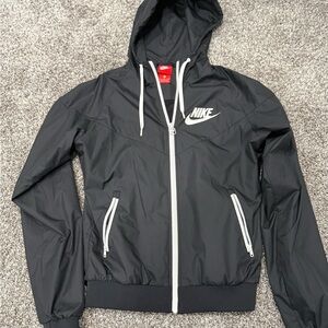 Nike Women's Black Windbreaker with White Accents